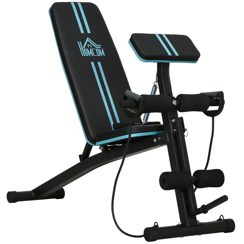 Foldable Adjustable Weight Bench for Strength Training and Sit Ups in Blue by HOMCOM AOSOM