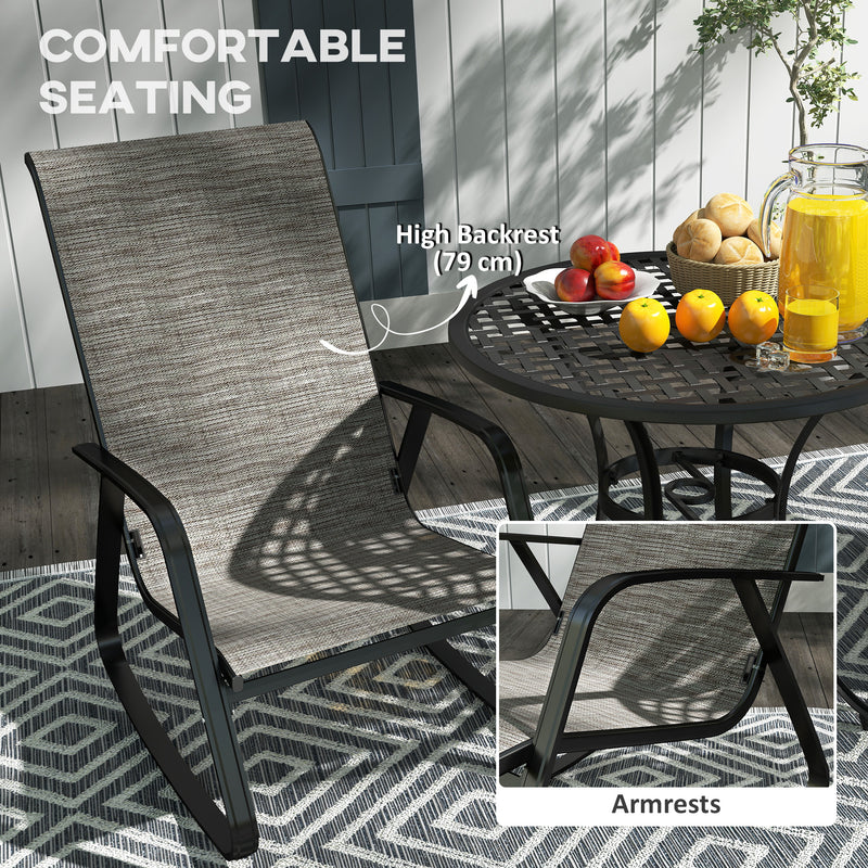 Ergonomic Garden Rocking Chair with High Back and Armrests for Patio or Balcony by Outsunny