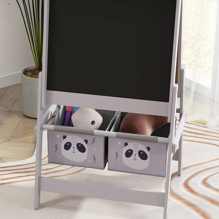 Grey 3-in-1 Kids Art Easel with Paper Roll and Storage by AIYAPLAY