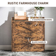 Rustic Brown Narrow Shoe Cabinet with Two Flip Drawers and Adjustable Shelves by HOMCOM