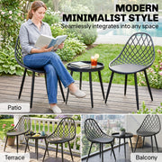 3pc Bistro Set for Small Balconies with Weatherproof Metal Frame and Mesh Chairs, Black Outsunny