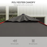 Grey and Red 215cm Square Garden Parasol with Contrast Piping for Stylish Shade