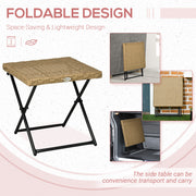Square Rattan Folding Garden Side Table Square Wicker Coffee Table for Balcony Use