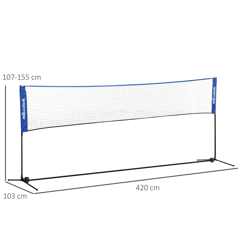 SPORTNOW 4m Badminton Net, Height Adjustable Outdoor Sports Net, with Carry Bag, for Tennis, Pickleball, Volleyball, Blue AOSOM