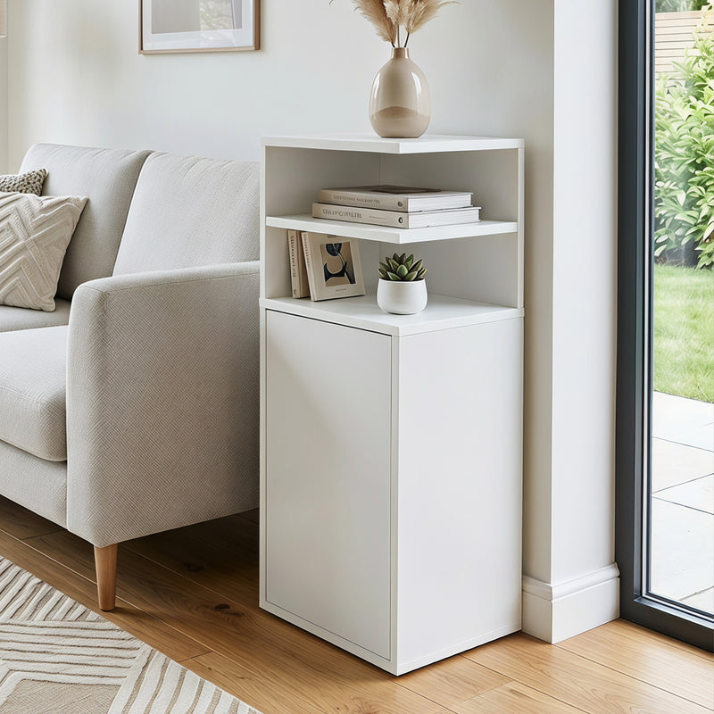 Slim Bedside Tables Set of 2 with Storage for Small Bedrooms
