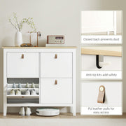 White Modern Shoe Storage Cabinet with Four Deep Drawers for Hallway Organising by HOMCOM