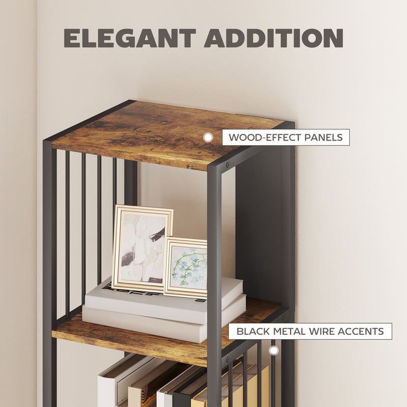 5 Tier Industrial Bookshelf With Steel Frame For Home Office Or Living Room Rustic Brown