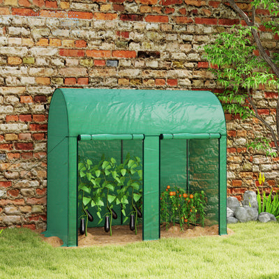Walk In Garden Greenhouse With Zipped Door For Growing Plants And Herbs Green AOSOM