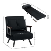 Black 4-in-1 Velvet Feel Single Sleeper Chair Bed with Pillow by HOMCOM