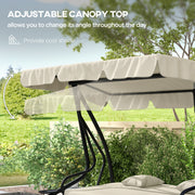 Cream Convertible 3 Seater Swing Chair Bed for Garden and Patio by Outsunny