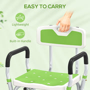 Height Adjustable Shower Chair With Backrest and Armrests For Elderly and Disabled Green