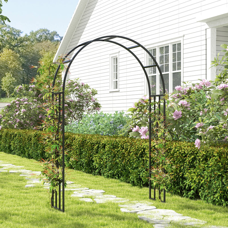 Black Steel Garden Arch 2.2m for Climbing Plants Roses Wisteria Vines Outdoor Wedding Decor by Outsunny