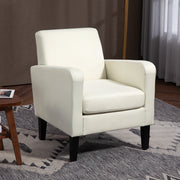 Set of 2 Upholstered Armchairs with Solid Wood Legs Ideal for Living Room or Bedroom Cream White