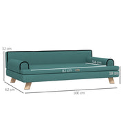 Dog Sofa with Raised Wooden Legs and Water Resistant Cover for Medium and Large Dogs Green