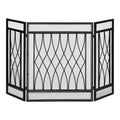 Fire Guard with Folding Mesh Panels for Child and Pet Safety Black