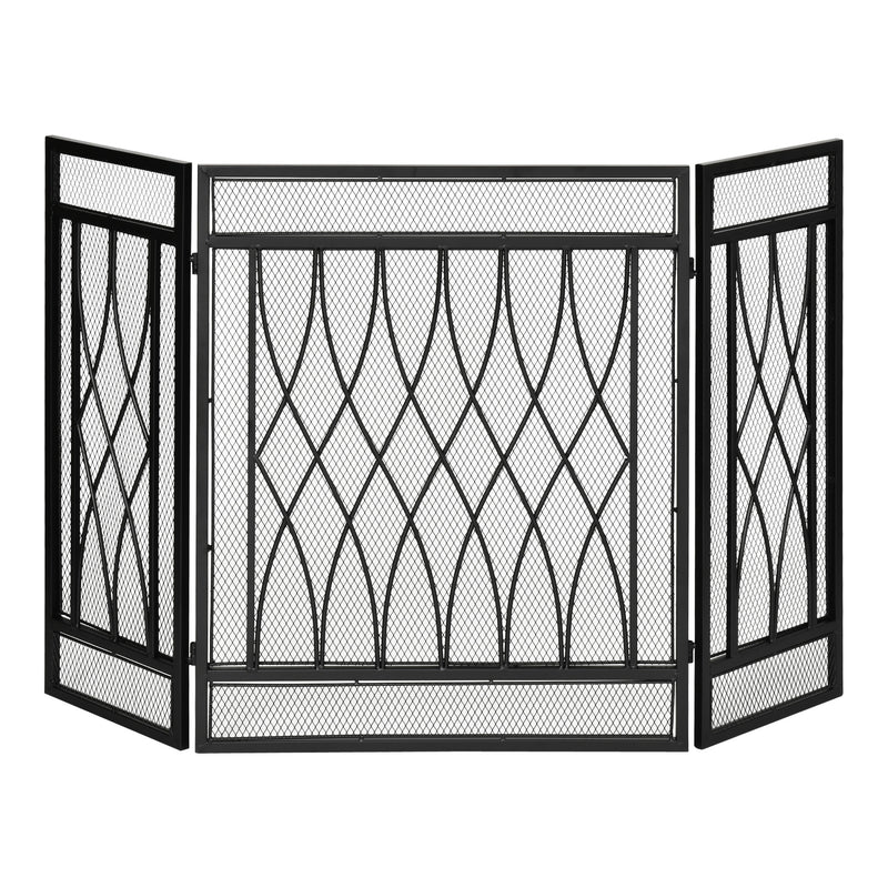 Fire Guard with Folding Mesh Panels for Child and Pet Safety Black
