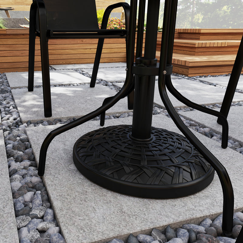 12kg Round Resin Garden Parasol Base Heavy Duty Stand for 38mm 48mm Umbrella Poles Black by Outsunny