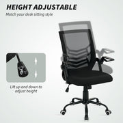 Ergonomic Mesh Office Chair With Flip Up Arms And Lumbar Support For Home Desk, Black
