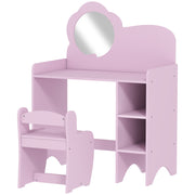 Kids Vanity Dressing Table with Mirror and Storage Shelves Includes Stool Ages 3 to 8 Purple