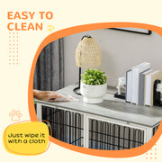 Indoor Dog Crate with Cushion and Lockable Doors Doubles as Side Table for Small Dogs Grey