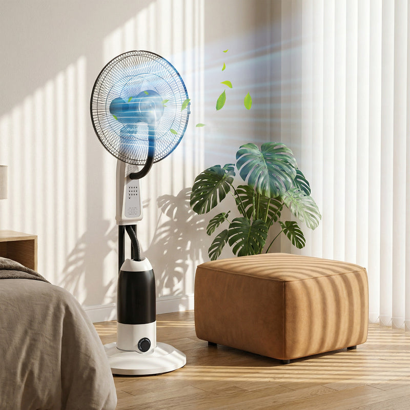 Standing Fan with Misting System for Cool and Comfortable Home Use White AOSOM