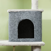 Light Grey 132cm Cat Tree with Scratching Posts Bed House Jumping Platform and Grooming Brush by PawHut
