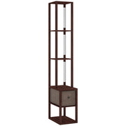 LED Floor Lamp with Storage Shelves and Fabric Drawer for Living Room or Bedroom Dark Brown