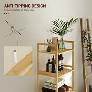 5 Tier Bamboo Bathroom Storage Shelf Freestanding Adjustable Rack Natural Wood