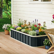 Raised Garden Bed for Easy and Safe Home Planting with Tool-Free Assembly, Dark Grey Outsunny