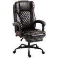 Office Chair with Reclining Back and Pull Out Footrest for All Day Comfort Brown Homcom