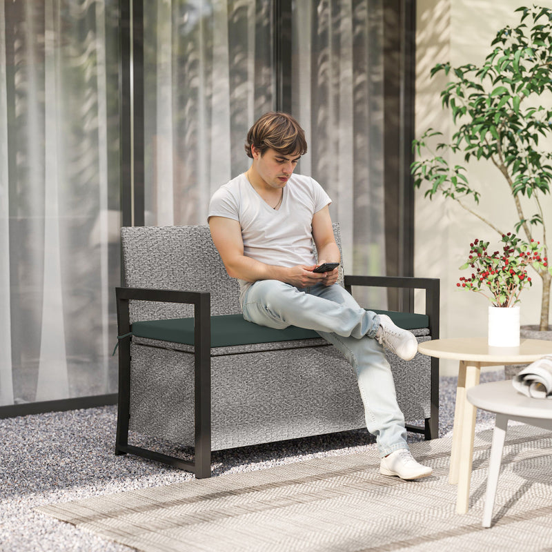Grey 151.5L Garden Storage Bench with Cushion Weatherproof Seat by Outsunny