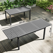 Extendable Garden Dining Table for 6 to 8 People with Slatted Top Aluminium Dark Grey Outsunny