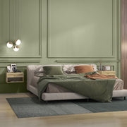 Set of 2 Wall Mounted Bedside Tables with Rattan Panels for Bedroom Storage Wood Effect