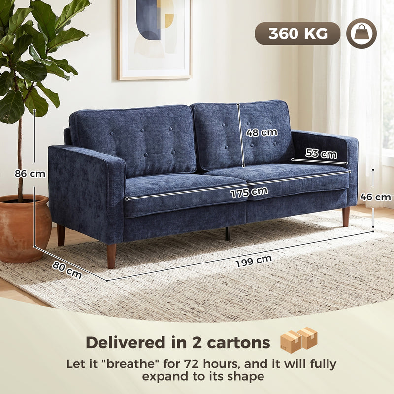3 Seater Sofa for Spacious Family Seating with Soft Velvet Upholstery Dark Blue