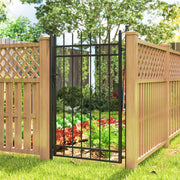 Black Galvanised Steel Garden Gate with Lock and Classic Finials 105 x 204 cm