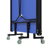SPORTNOW 9FT Folding Tennis Table, with 8 Wheels, for Indoor Use, Blue AOSOM