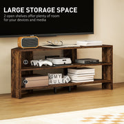 Rustic Brown Corner TV Stand for 47 Inch TV with Open Shelves for Storage and Display