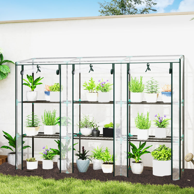 46 x 215cm Nine Shelf Walk In Greenhouse Portable Plant Grow House by Outsunny