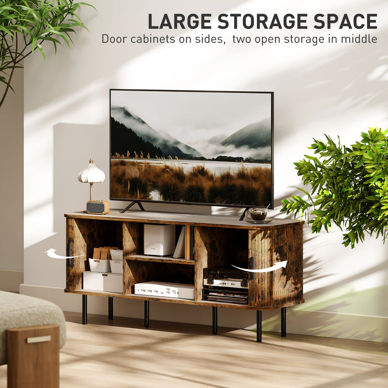 TV Stand Cabinet for TVs up to 55 Inches with Storage Shelves and Cupboard, Rustic Brown