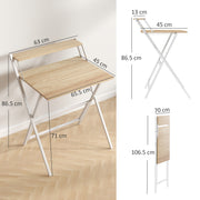 Natural Wood Folding Computer Desk with Monitor Shelf 70 cm Space Saving Design by Homcom