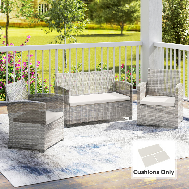 Outdoor Seat Cushion Set for Rattan or Garden Furniture with Removable Covers Cream White Outsunny