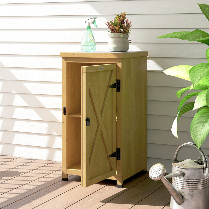 Compact Outdoor Storage Cupboard for Small Patios or Balconies with Shelves, Light Brown, 45x45x85cm