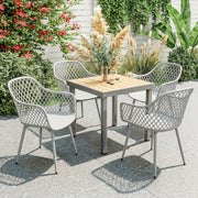 Garden Dining Chairs Set of 4 with Comfortable Support and Easy Care Grey Outsunny