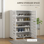 Shoe Storage Cabinet with Five Adjustable Shelves and Ventilated Doors White AOSOM