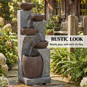 Outdoor Water Fountain with LED Lights for Relaxing Evenings and Gentle Garden Ambience Rustic Brown Outsunny
