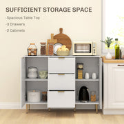 White Sideboard Buffet Cabinet with 3 Drawers and Adjustable Shelves by HOMCOM
