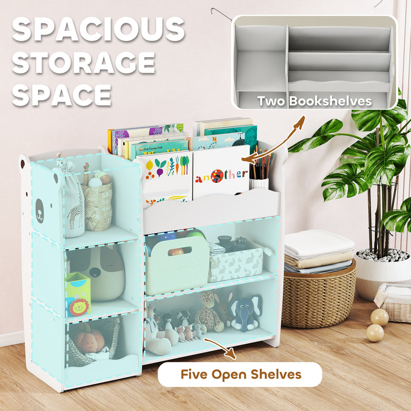 Kids Toy Storage Shelf With Bear Design for Easy Organisation and Independent Use White AOSOM