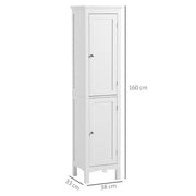 Tall Slim Bathroom Storage Cabinet With Adjustable Shelves And Double Doors, White