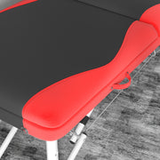 Portable 3 Section Aluminium Massage Table With Headrest and Carry Bag For Salons, Black and Red