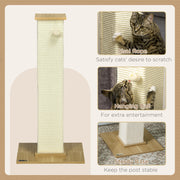 80cm Cat Scratching Post with Hanging Ball Toy and Sisal Rope for Indoor Play White